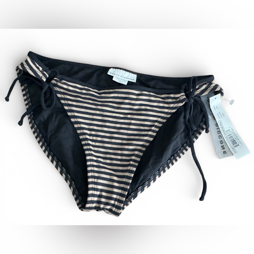 Robin Piccone Striped Bikini Bottom Large NWT | Tie Side | Style 470763